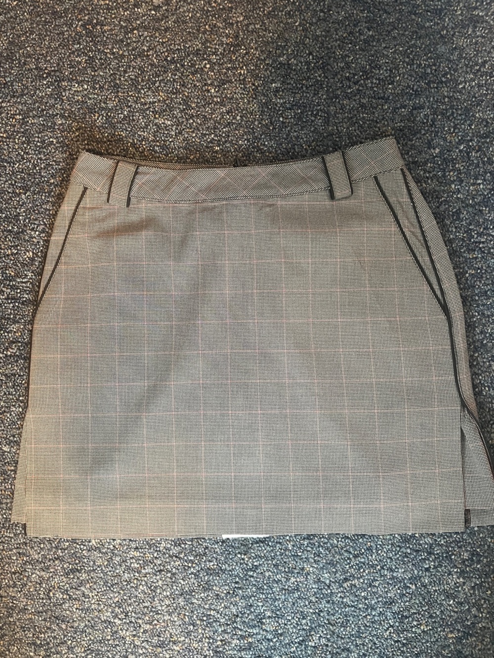 Plaid Mini Skirt with Side Pockets - Tan